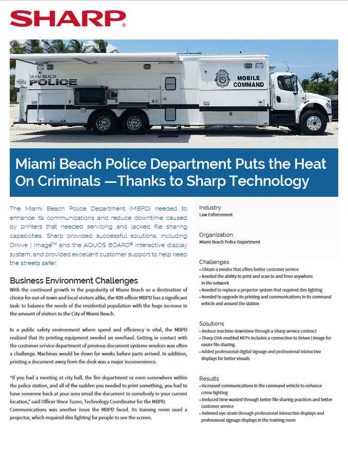 Sharp, Miami Police, Case Study, Digital Imaging Solutions