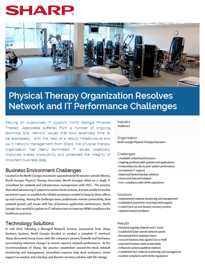 Sharp, Physical Therapy Organization, Case Study, Digital Imaging Solutions