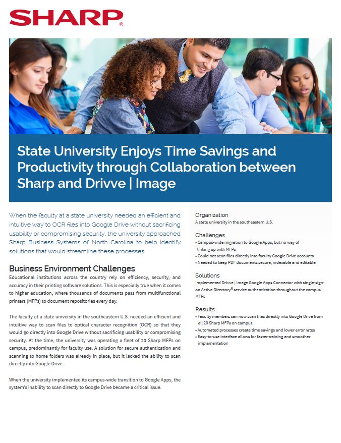 Sharp, State University Drive, Case Study, Education, Digital Imaging Solutions